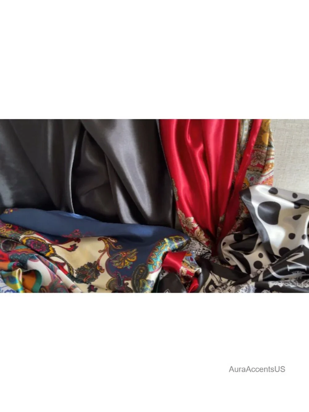 35x35 Satin Square Scarf, Silk-Feel Hair Wrap, Large Bandana, Neck Scarf